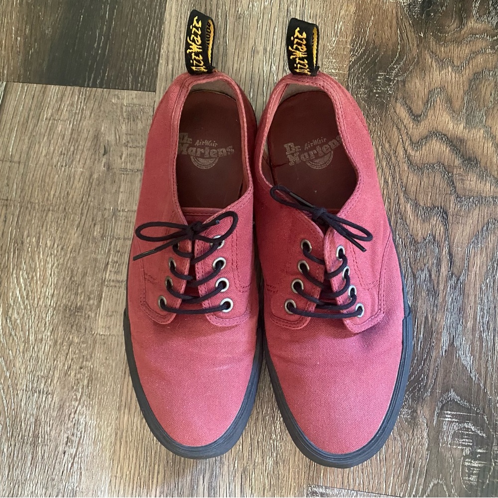 Dr. Martens Red Canvas Oxfords